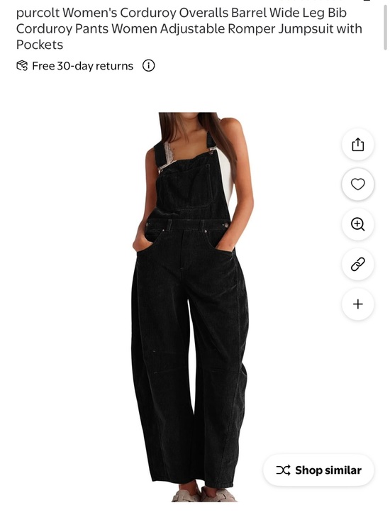 Denim - Women's Black Corduroy Wide-Leg Overalls